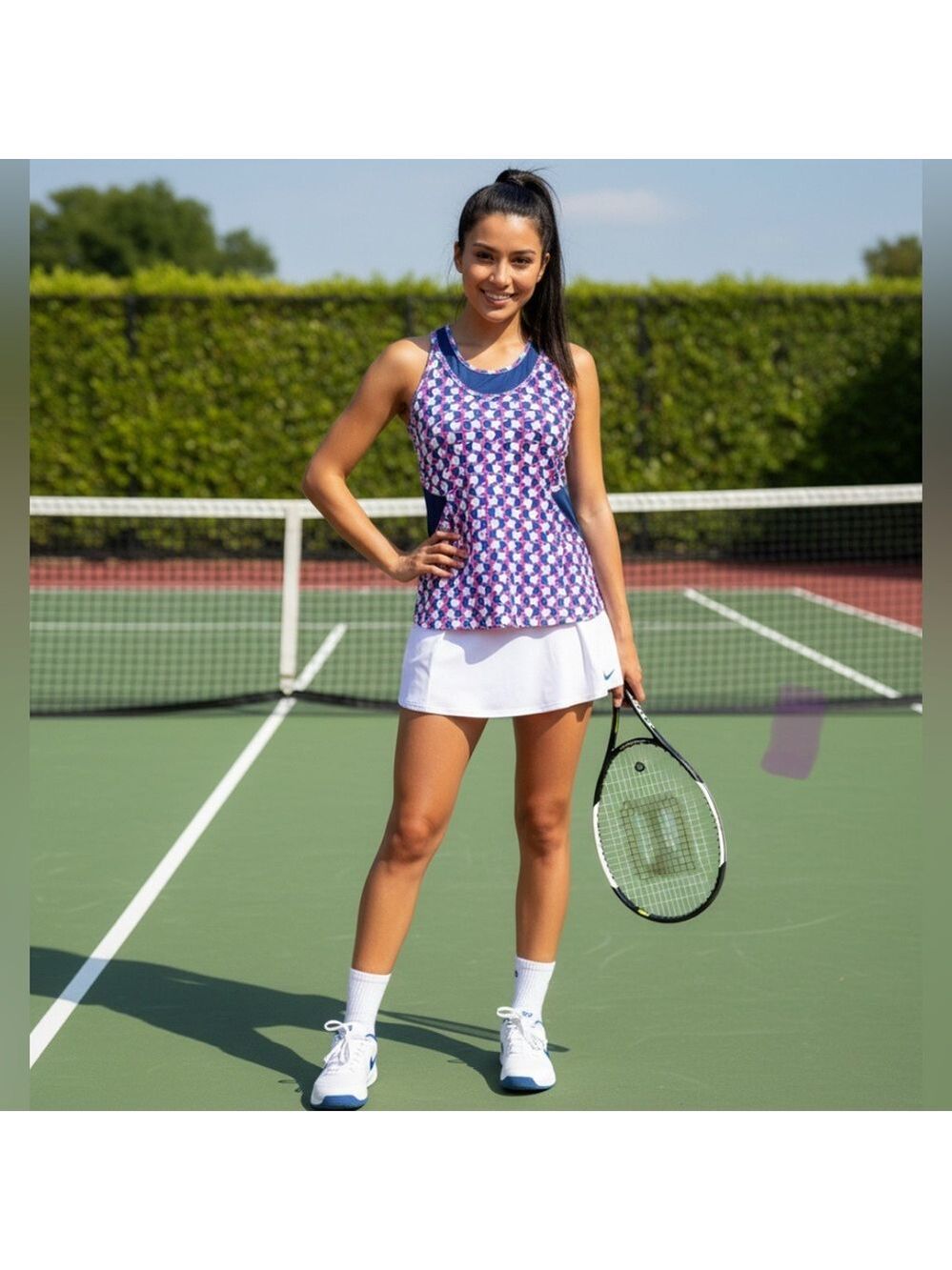 Jerdog Athletic Tank in Navy Blue and Pink - Size Small